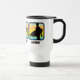 Mug De Voyage Manger Dormir Surfer Silhouette de Surfeur Rétro