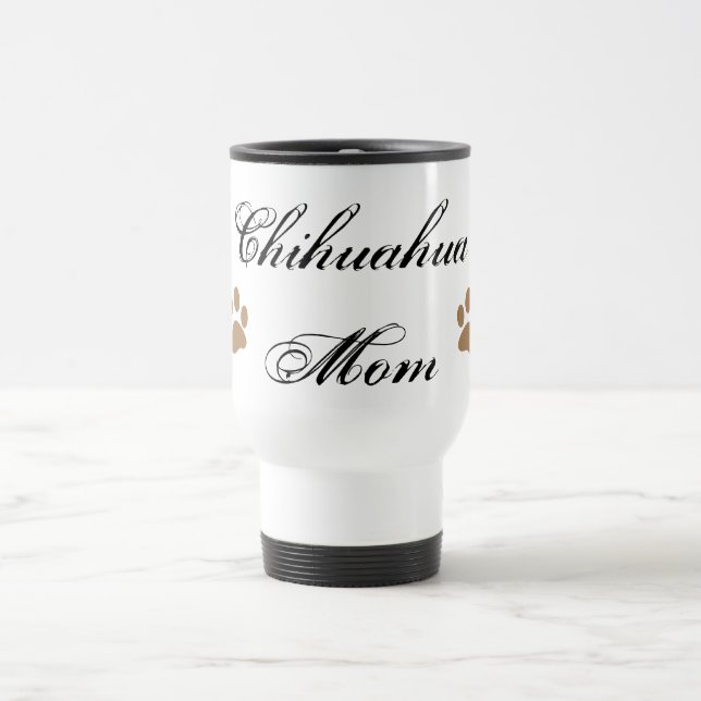 Mug De Voyage Manuscrit de maman de chiwawa avec Pawprints (Centre)