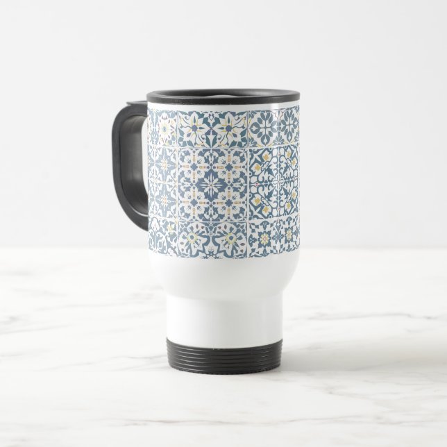 Mug De Voyage Mediterranean Tiles, Moroccan, Majolica, Azulejo (Devant gauche)