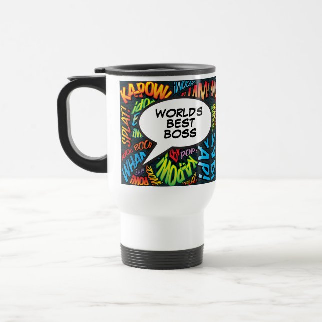 Mug De Voyage Meilleur Boss du monde amusant Retro moderne Comic (Gauche)