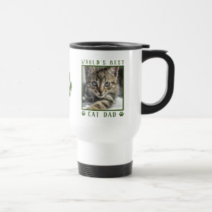 Mug De Voyage Meilleur Chat Papa Empreintes de pattes Nom Photo