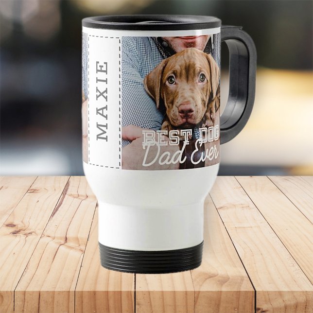 Mug De Voyage Meilleur Chien Papa Jamais une photo personnalisée (Créateur téléchargé)