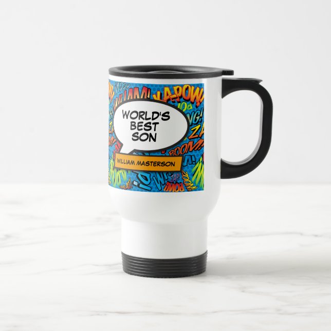 Mug De Voyage Meilleur fils Moderne Rétro Bande Dessinée Pop Art (Droite)
