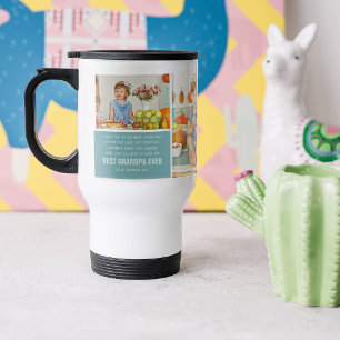 Mug De Voyage Meilleur Grand-Père   Collage Photo en Bloc de Cou