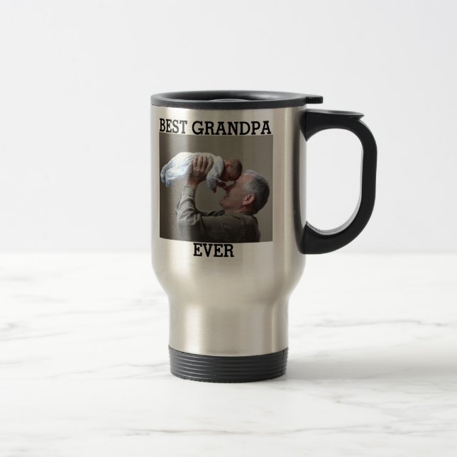 Mug De Voyage Meilleur Grand-Père Jamais Photo Personnalisée Cré (Droit)
