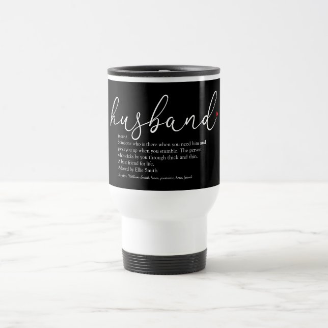 Mug De Voyage Meilleur Mari Définition Script Coeur rouge (Centre)