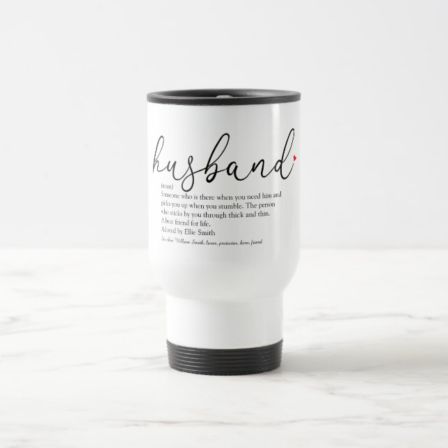 Mug De Voyage Meilleure définition de mari Élégant Script (Centre)