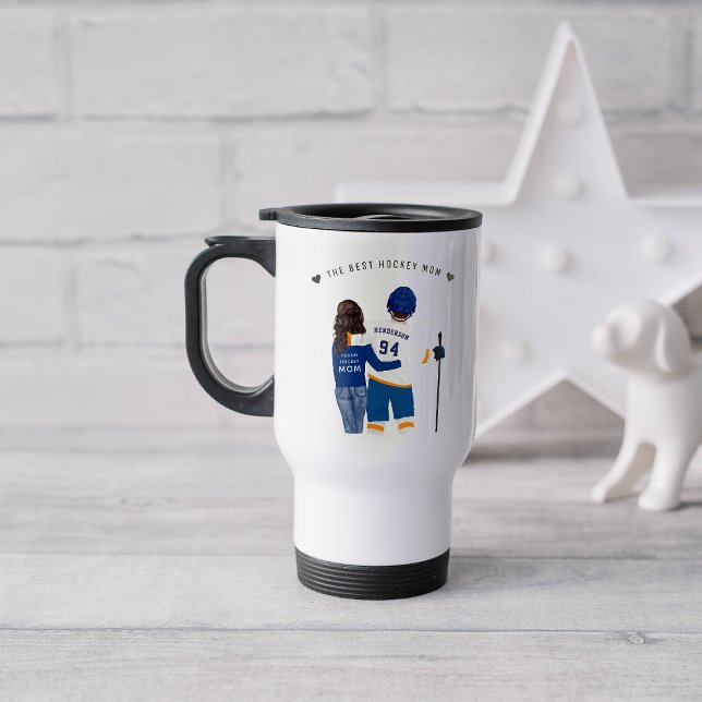 Mug De Voyage Meilleure maman de hockey | Jersey de monogramme b (Créateur téléchargé)