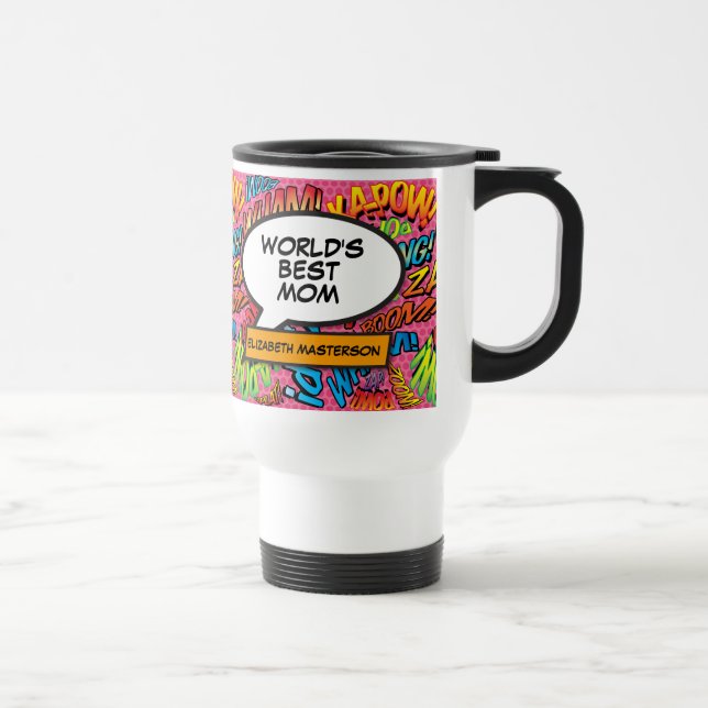 Mug De Voyage Meilleure maman du monde personnalisée amusant col (Droite)