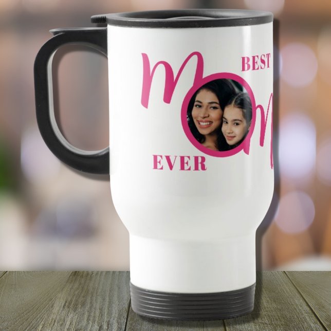 Mug De Voyage Meilleure maman jamais photo rose (Créateur téléchargé)