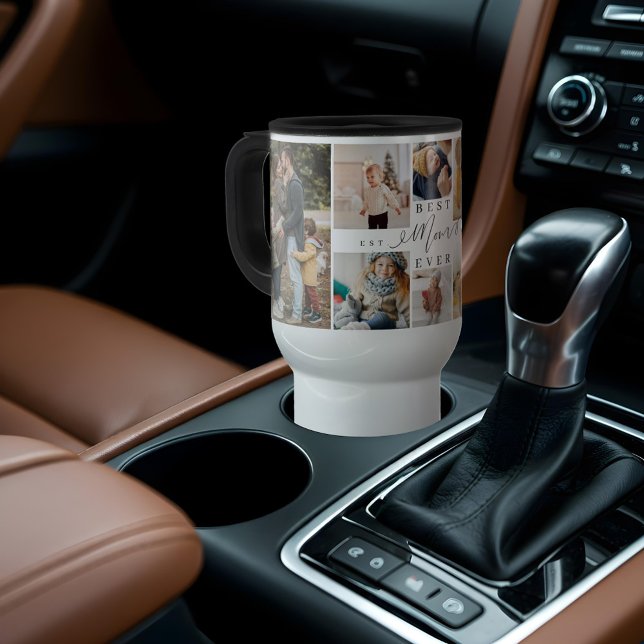 Mug De Voyage Meilleure Maman Jour Script Fête des Mères 8 Photo (Best Mom Ever Script Mother's Day 8 Photo Collage Travel Mug)