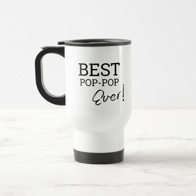 Mug De Voyage Meilleure pop jamais Typographie photo personnalis (Gauche)