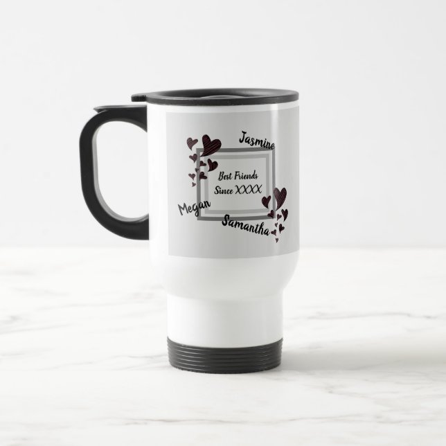 Mug De Voyage Meilleurs amis Bright Red Heart Long amitié (Gauche)