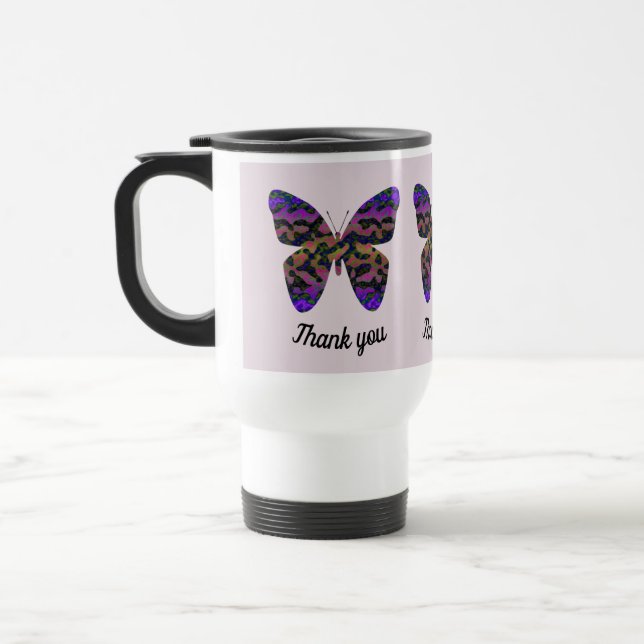 Mug De Voyage Merci Appréciation Papillon brillant moderne (Gauche)
