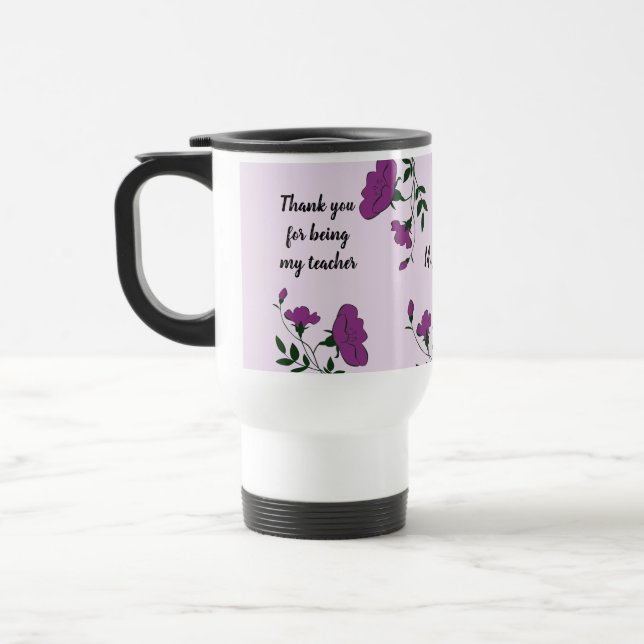 Mug De Voyage Merci Enseignant Purple Appréciation Florale (Gauche)