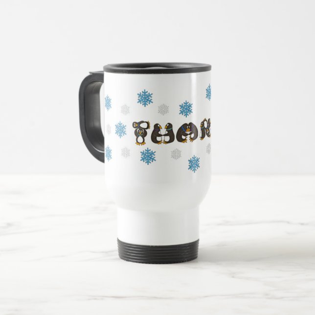 Mug De Voyage Merci Merci Penguin Winter Snowflake Holiday (Devant gauche)