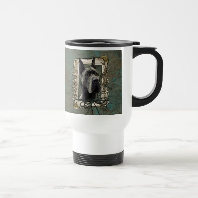 Mug De Voyage Merci - pattes en pierre - great dane - gris (Droite)