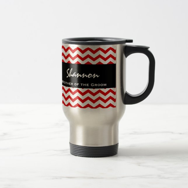 Mug De Voyage Mère du marié épousant les chevrons rouges V12 (Droit)