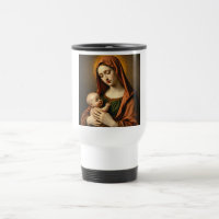 Mère Marie et Bébé Jésus Blanc Voyage Mug