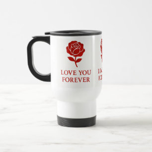 Mug De Voyage Message Rose Rouge Pour Toujours Poignée de Coeur