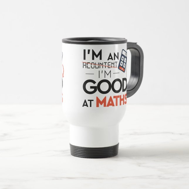 Mug De Voyage Métallique je suis bon aux maths - clavier (Devant droit)