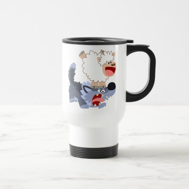 Mug De Voyage Mignonne joueuse de caricatures mouton et loup de  (Droite)