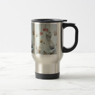 Mug De Voyage Mignonne souris mangeant des baies de neige faune