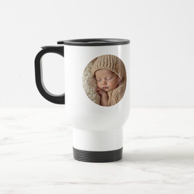 Mug De Voyage Minimalist Baby Photo with Text | Custom Gift (Gauche)