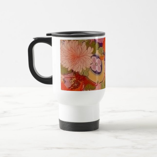 Mug De Voyage Modèle floral rose kimono (Gauche)