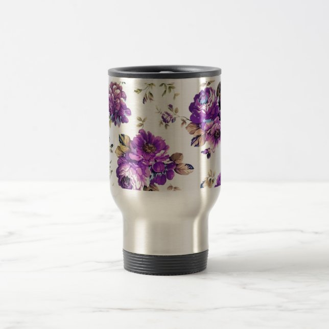 Mug De Voyage Modèle floral violet (Centre)