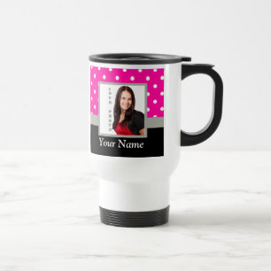 Mug De Voyage Modèle photo à points Polka rose