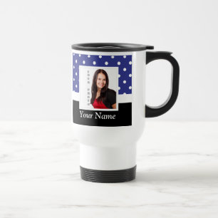 Mug De Voyage Modèle photo à pois bleu marine