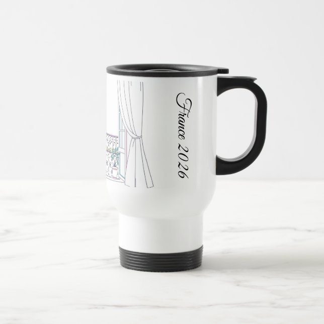Mug De Voyage Modern Paris Window Silhouette Aesthetic (Droite)