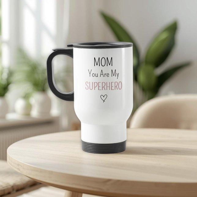 Mug De Voyage Modern Personalized Mom Superhero Photo Collage  (Créateur téléchargé)