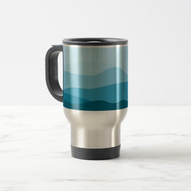 Mug De Voyage Moderne Abstrait Pastel Blue Pink Mountains (Devant gauche)