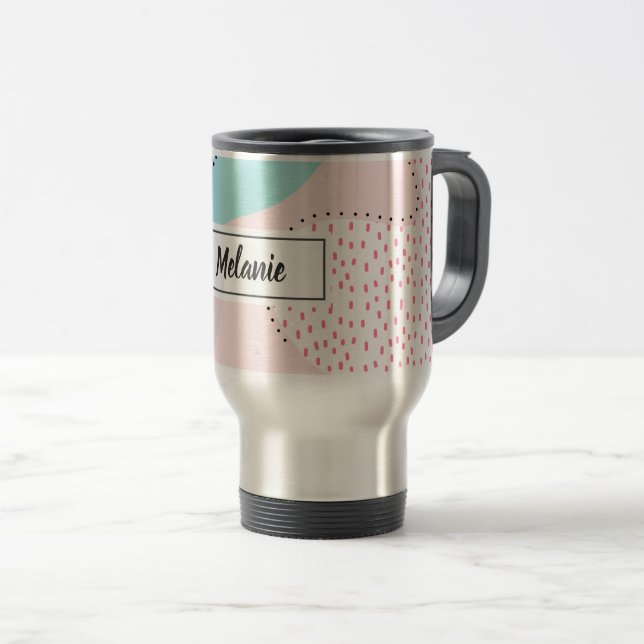 Mug De Voyage Moderne et branché Pastel Abstrait Personnalisé (Devant droit)