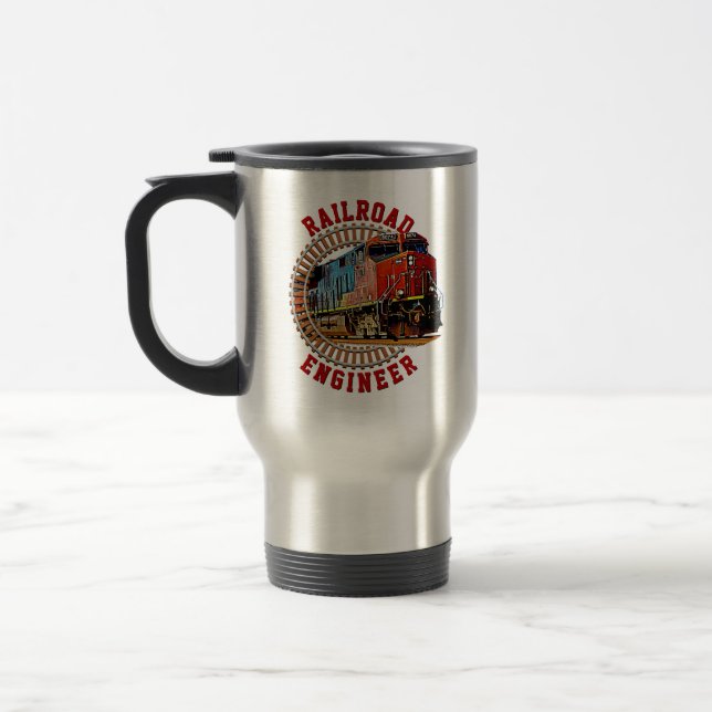 Mug De Voyage Modifier le texte Ingénieur ferroviaire Locomotive (Gauche)