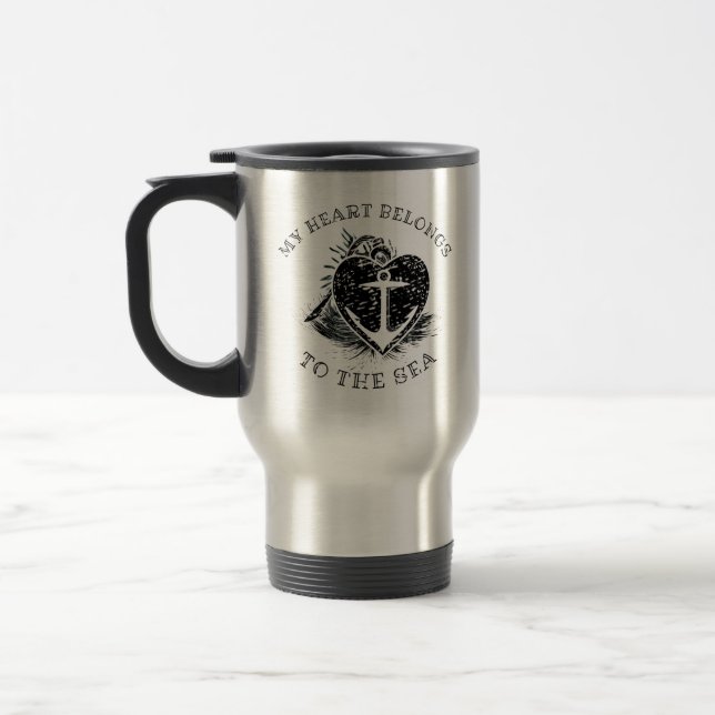 Mug De Voyage Mon coeur appartient à l'Ancre maritime (Gauche)