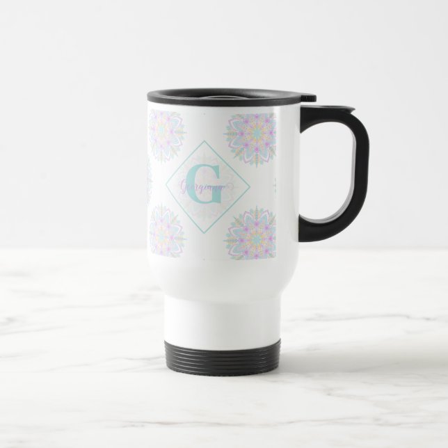 Mug De Voyage Monogram Pastel Rainbow Sundae Polka Dot Mandala (Droite)