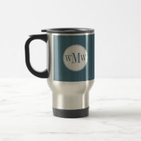 Monogramme à rayures bleu acier