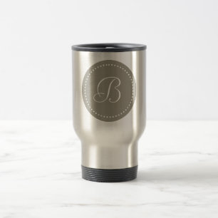 Mug De Voyage Monogramme Aluminium Gris Argent/Point Blanc