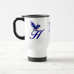 Mug De Voyage Monogramme Bluebird Initiale H Élégant Personnalis