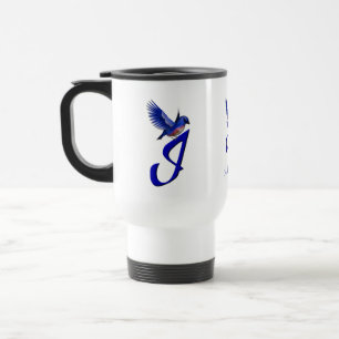 Mug De Voyage Monogramme Bluebird Initiale I Élégant Personnalis