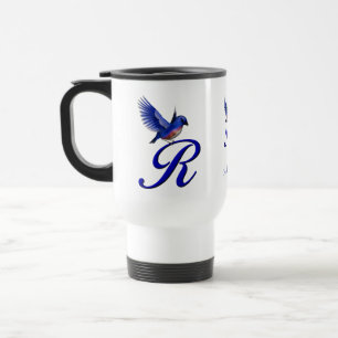 Mug De Voyage Monogramme Bluebird Initiale R Élégant Personnalis