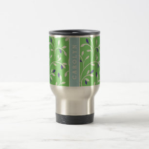Mug De Voyage Monogramme bouclé vert moderne mignon de motif de