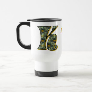 Mug De Voyage Monogramme de marguerite initiale K personnalisé