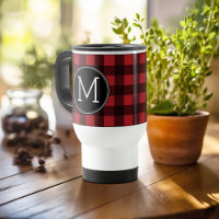 Monogramme de Motif de buffle rouge et noir rustiq