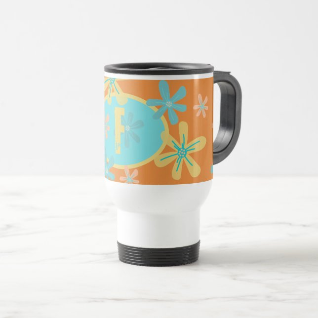 Mug De Voyage Monogramme de typographie florale moderne tendance (Devant droit)