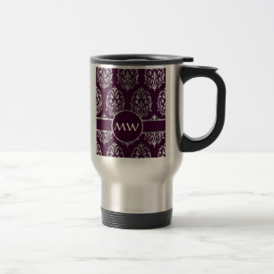 Mug De Voyage monogramme en argent et en bordeaux