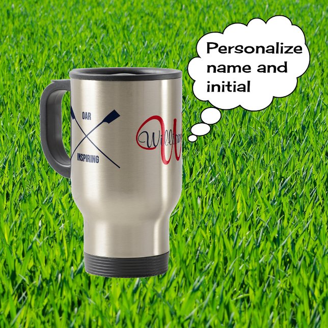 Mug De Voyage Monogramme et nom des aviron croisés (Créateur téléchargé)